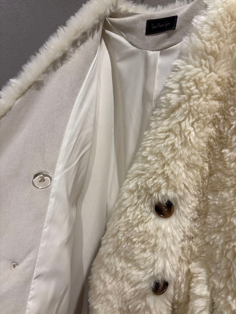 SeaRoomlynn TEDDYファーノーカラージャケット アイボリー