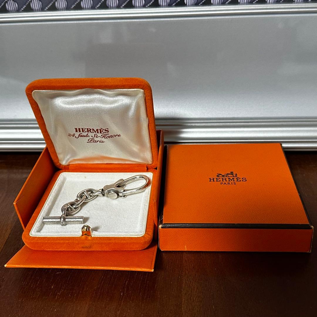 エルメス　ヴィンテージ　シェーヌダンクル　キーホルダー　キーリング　SV925