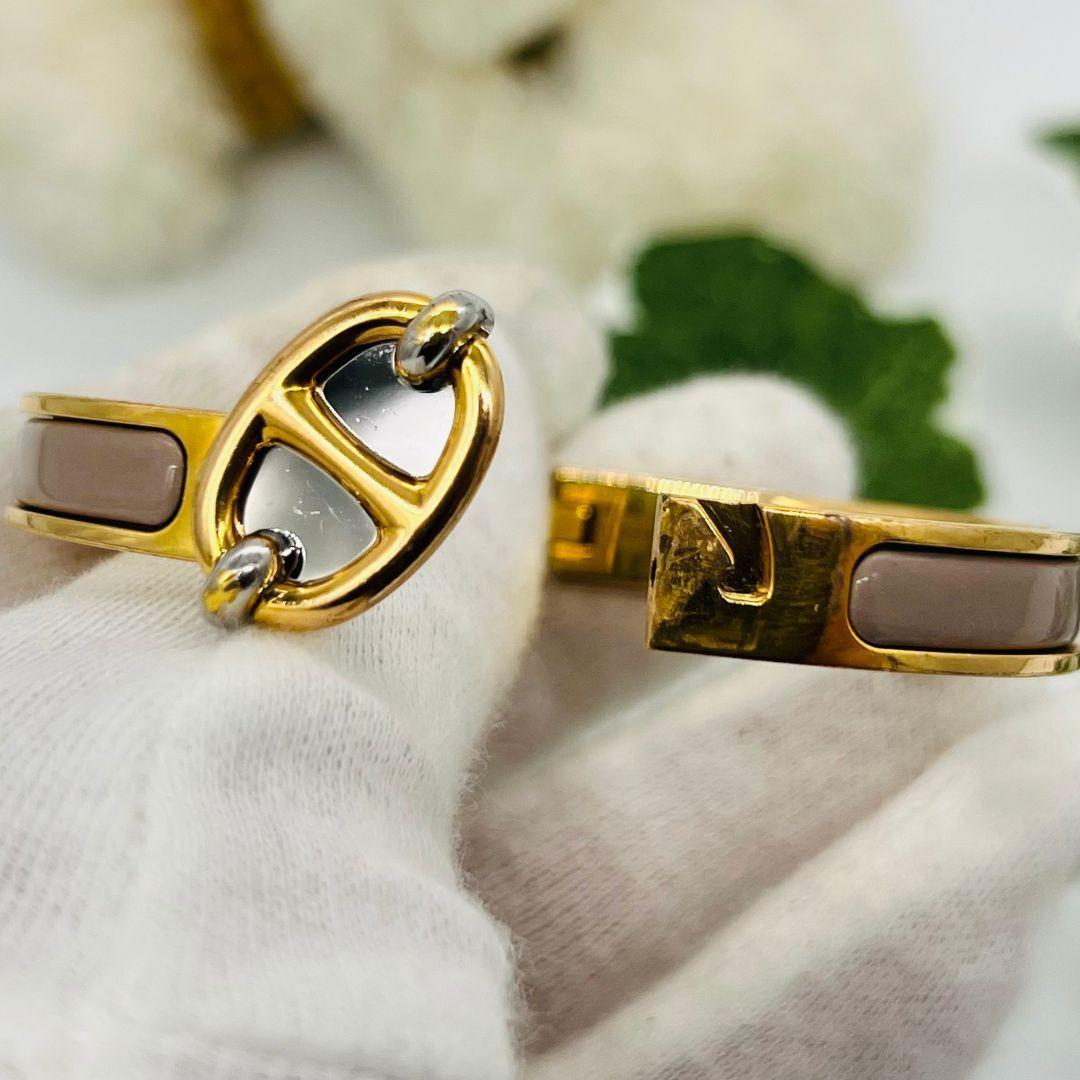 エルメス シェーヌダンクル　クリック バングル　ブレスレット ゴールド　メタル