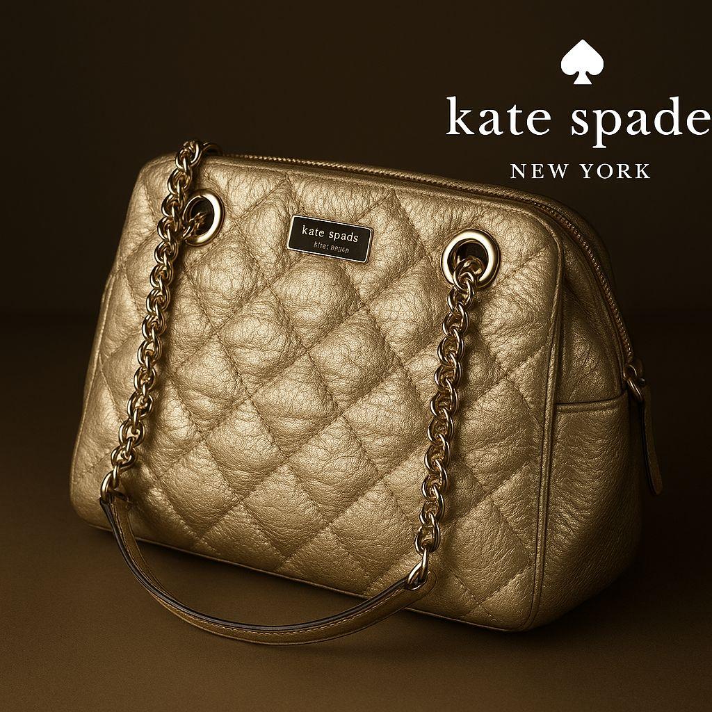 kate spade メタリックゴールド キルティング チェーンバッグ