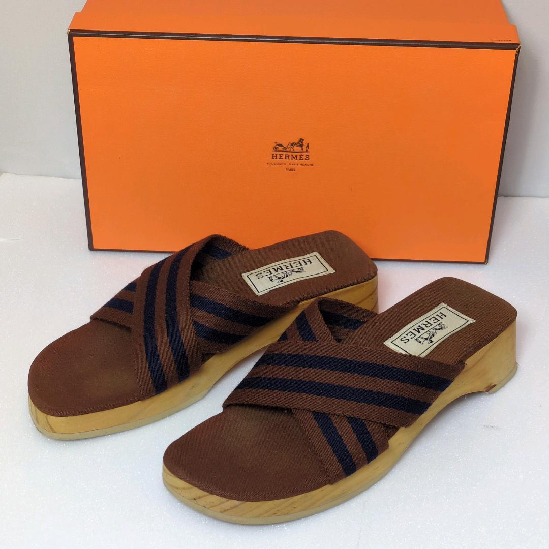 HERMES エルメス サンダル サイズ36 23cm 木製ソール 箱 保存袋付