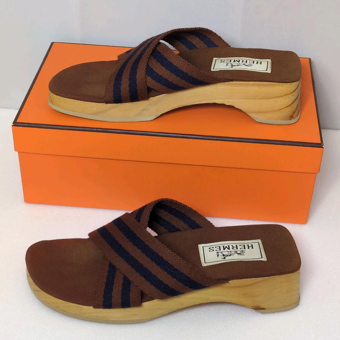 HERMES エルメス サンダル サイズ36 23cm 木製ソール 箱 保存袋付