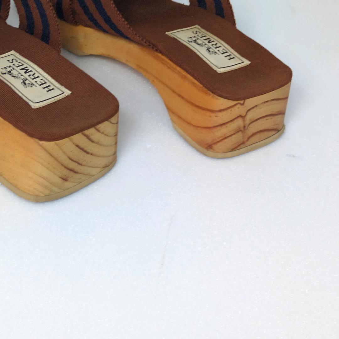 HERMES エルメス サンダル サイズ36 23cm 木製ソール 箱 保存袋付