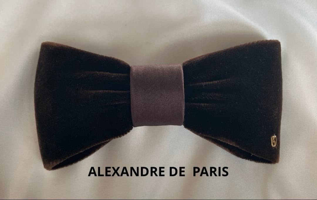 アレクサンドルドゥパリ　リボンバレッタ　ベロア　ブラウン