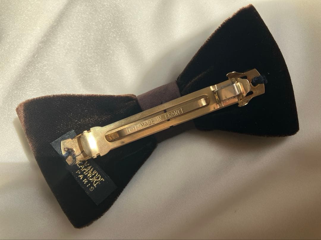 アレクサンドルドゥパリ　リボンバレッタ　ベロア　ブラウン