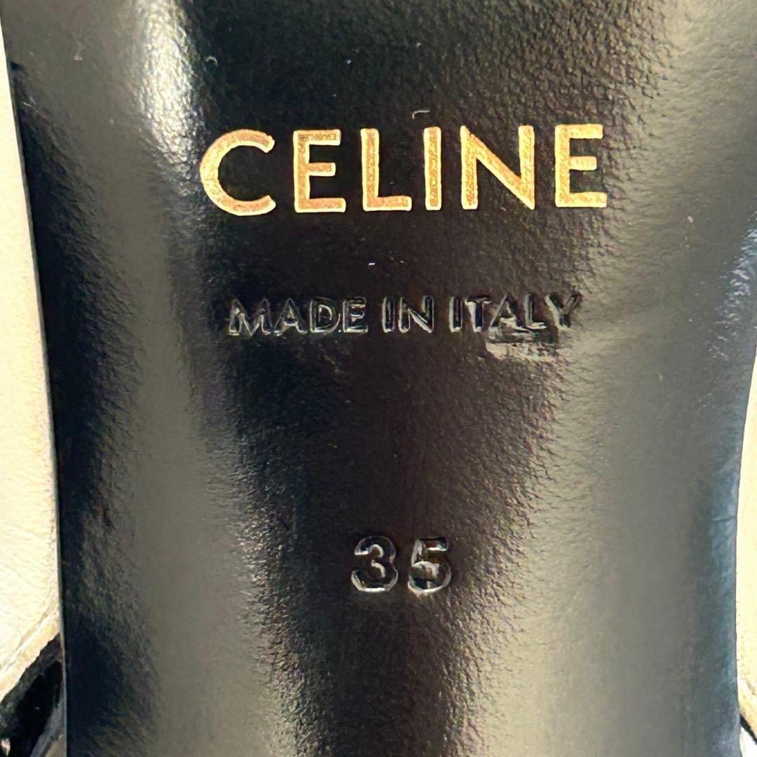 極美品✨セリーヌ 19SS バックスリングパンプス レザー エディ 白 35