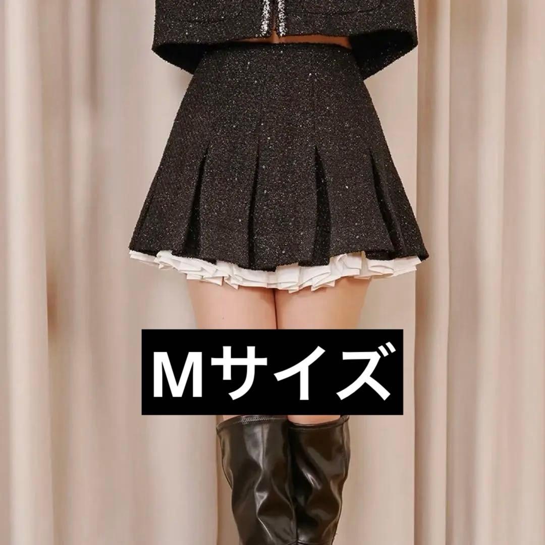 新品・試着のみDarich スパンコールツイードミニスカート ブラックMサイズ