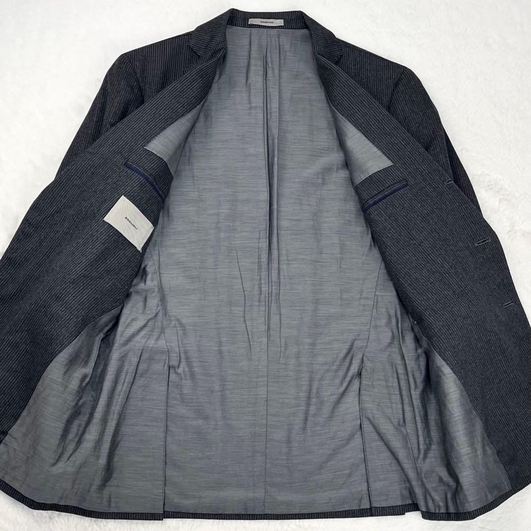 極希少 ボリオリ HAMPTON ピンストライプ 段返り3つボタン スーツ 46