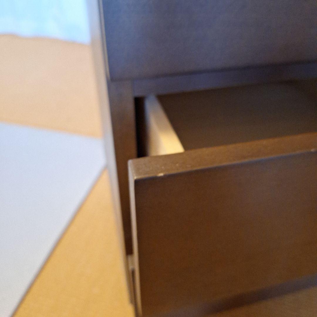 無印良品　タモ材　ダークブラウン 木製チェスト 4段