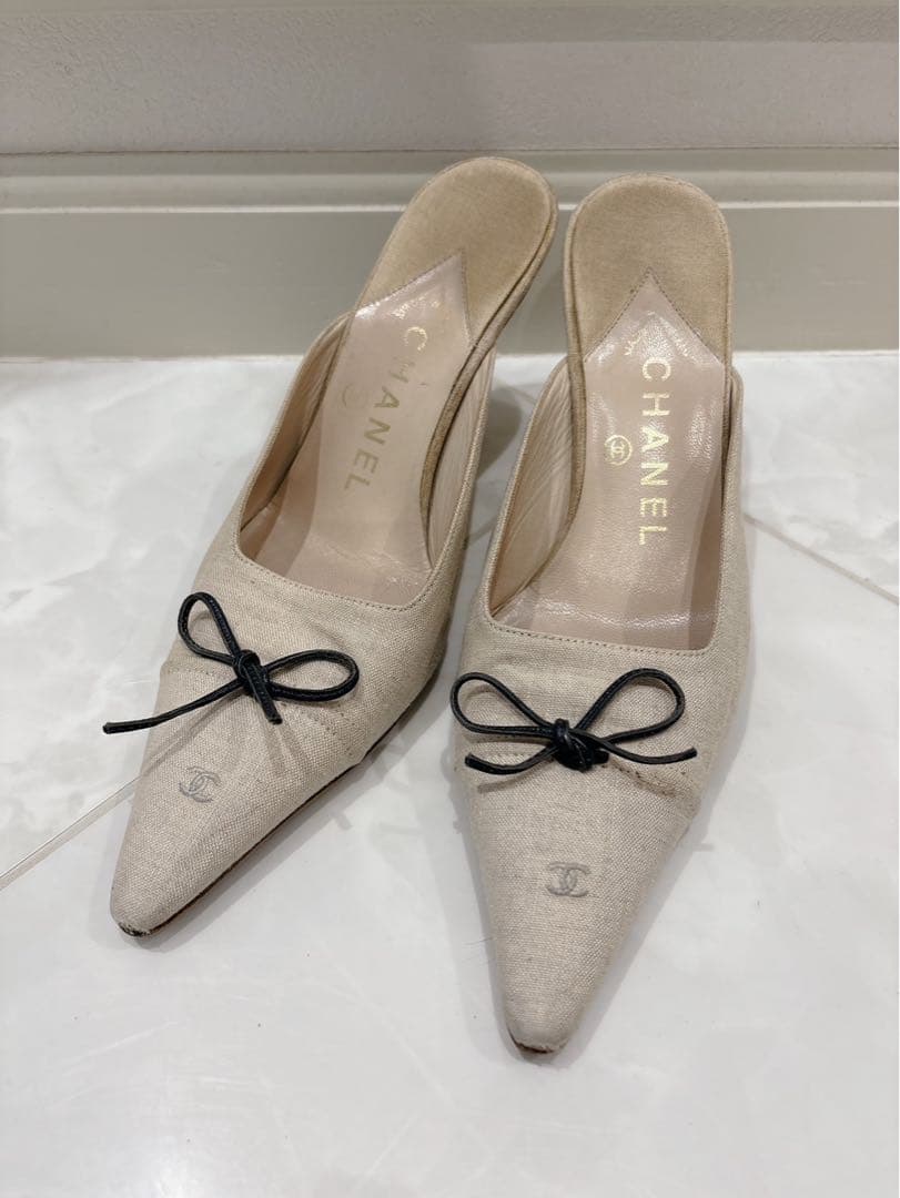 CHANEL シャネル ココマーク ミュール ホワイト 36サイズ 23cm