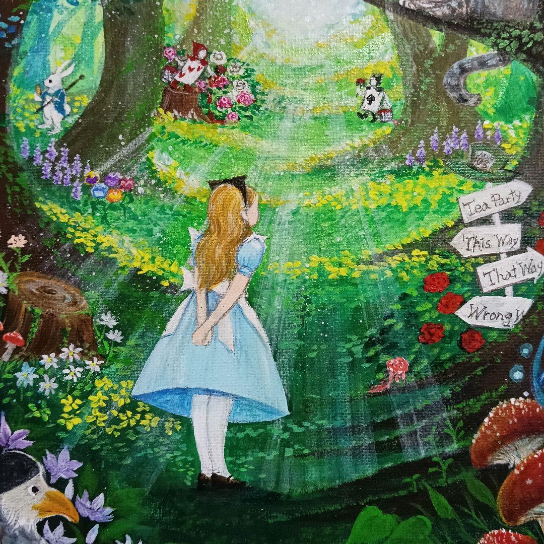 No.543 不思議の国のアリス F3 アクリル画　原画 肉筆画 アクリル絵画