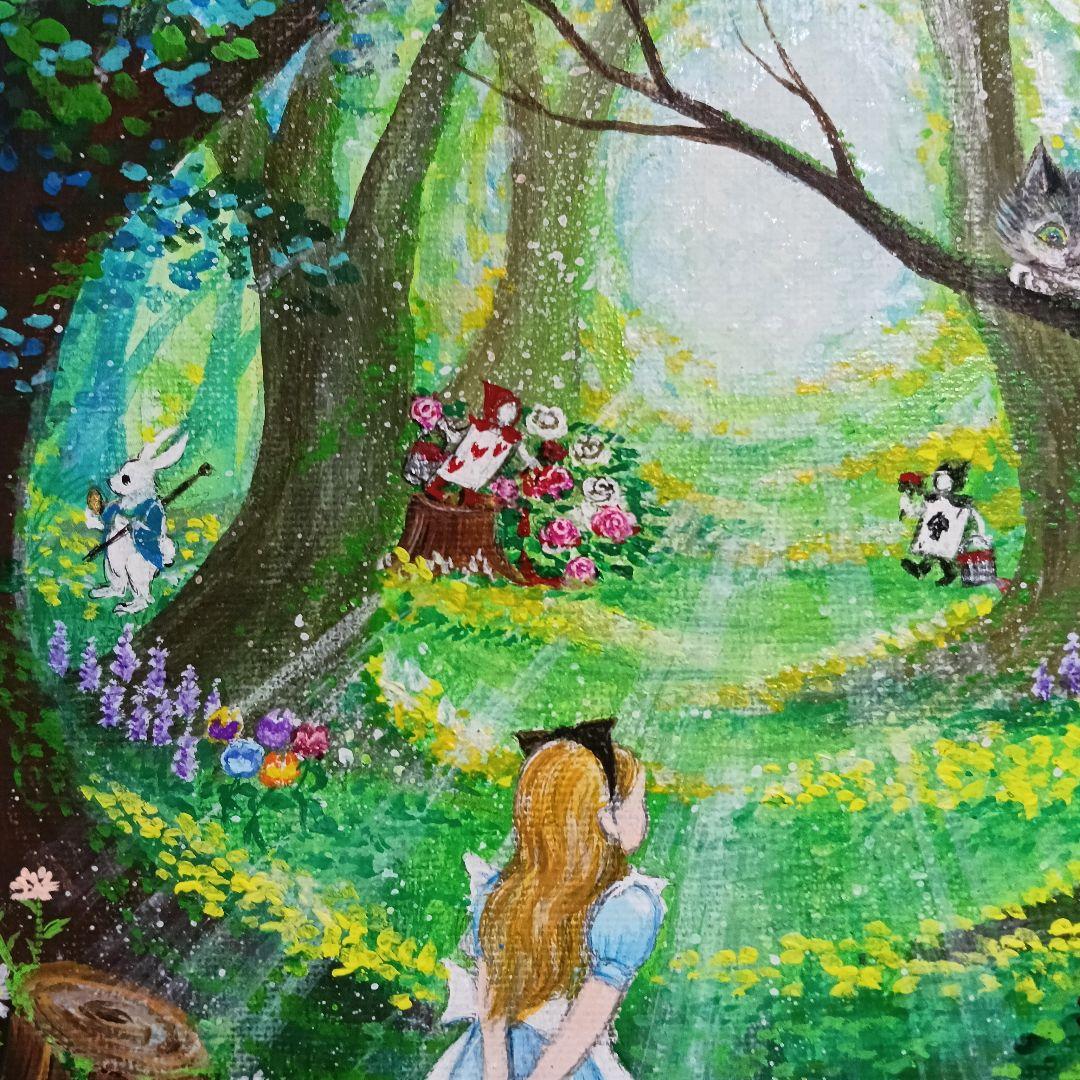 No.543 不思議の国のアリス F3 アクリル画　原画 肉筆画 アクリル絵画