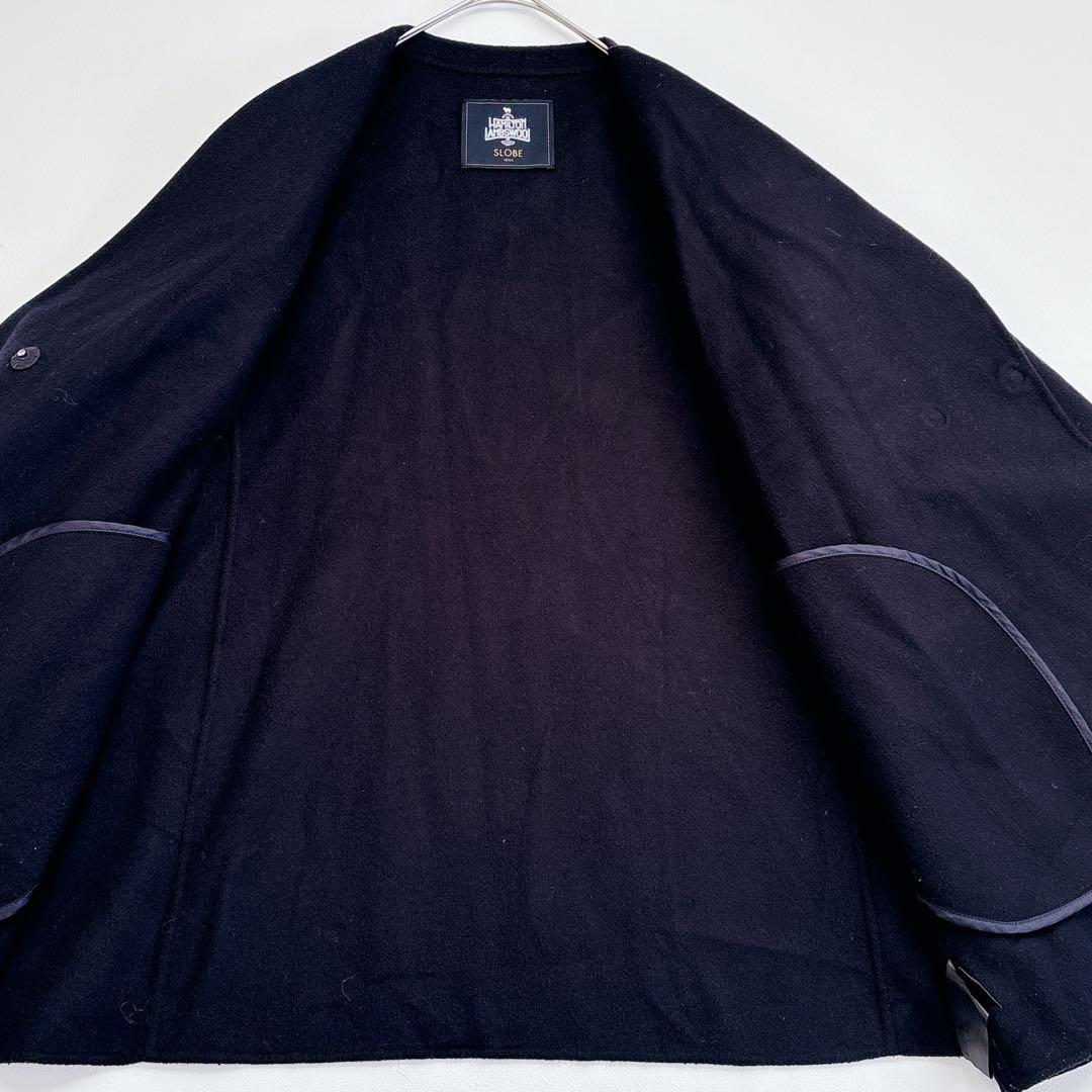 SLOBE IENA HAMILTON ダブルフェイスウールショートコート 紺