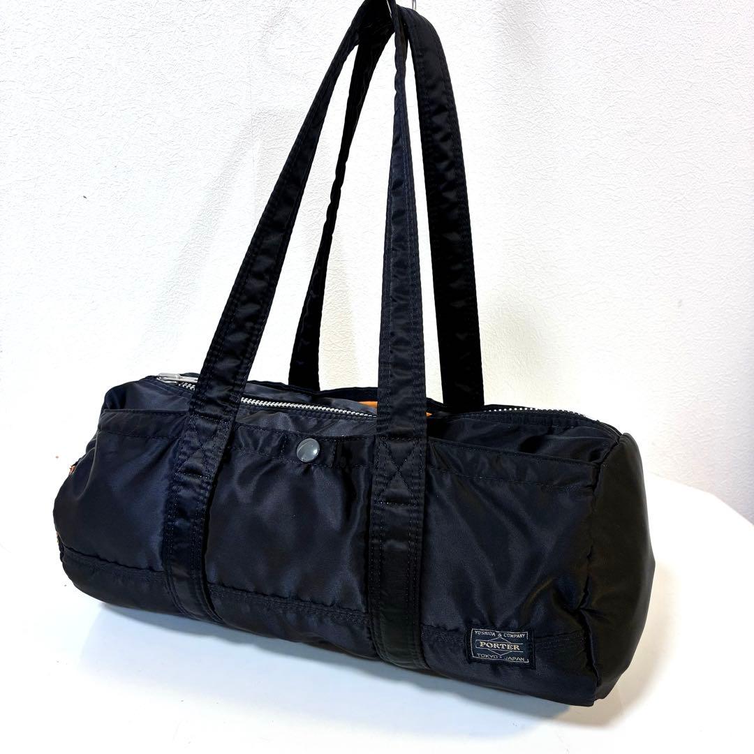 【美品】ポーター タンカー ミニボストンバッグ ドラムバッグ ナイロン ブラック