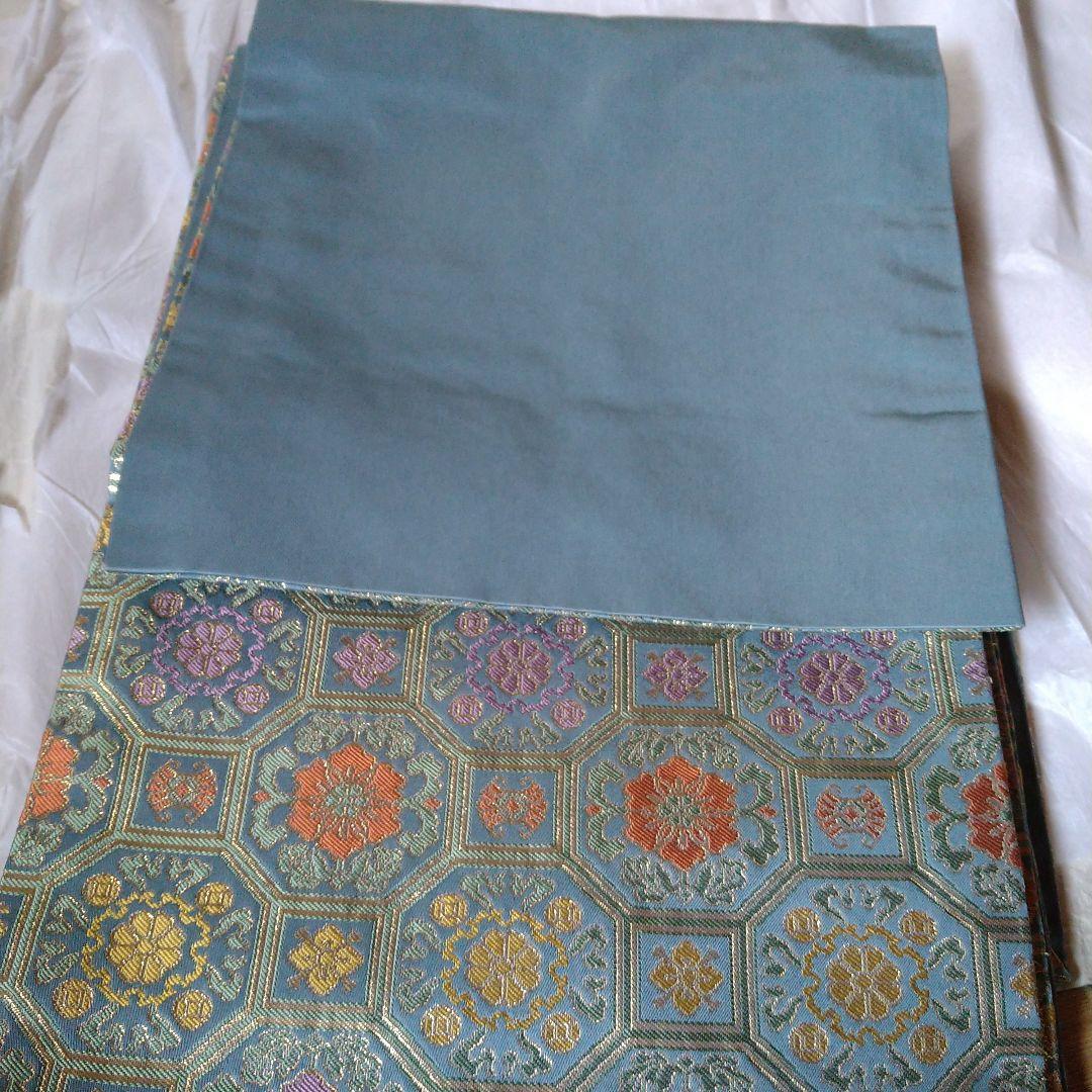 龍村晋謹製　傳匠名錦　全通柄袋帯　吉祥亀甲　金糸　たとう紙付