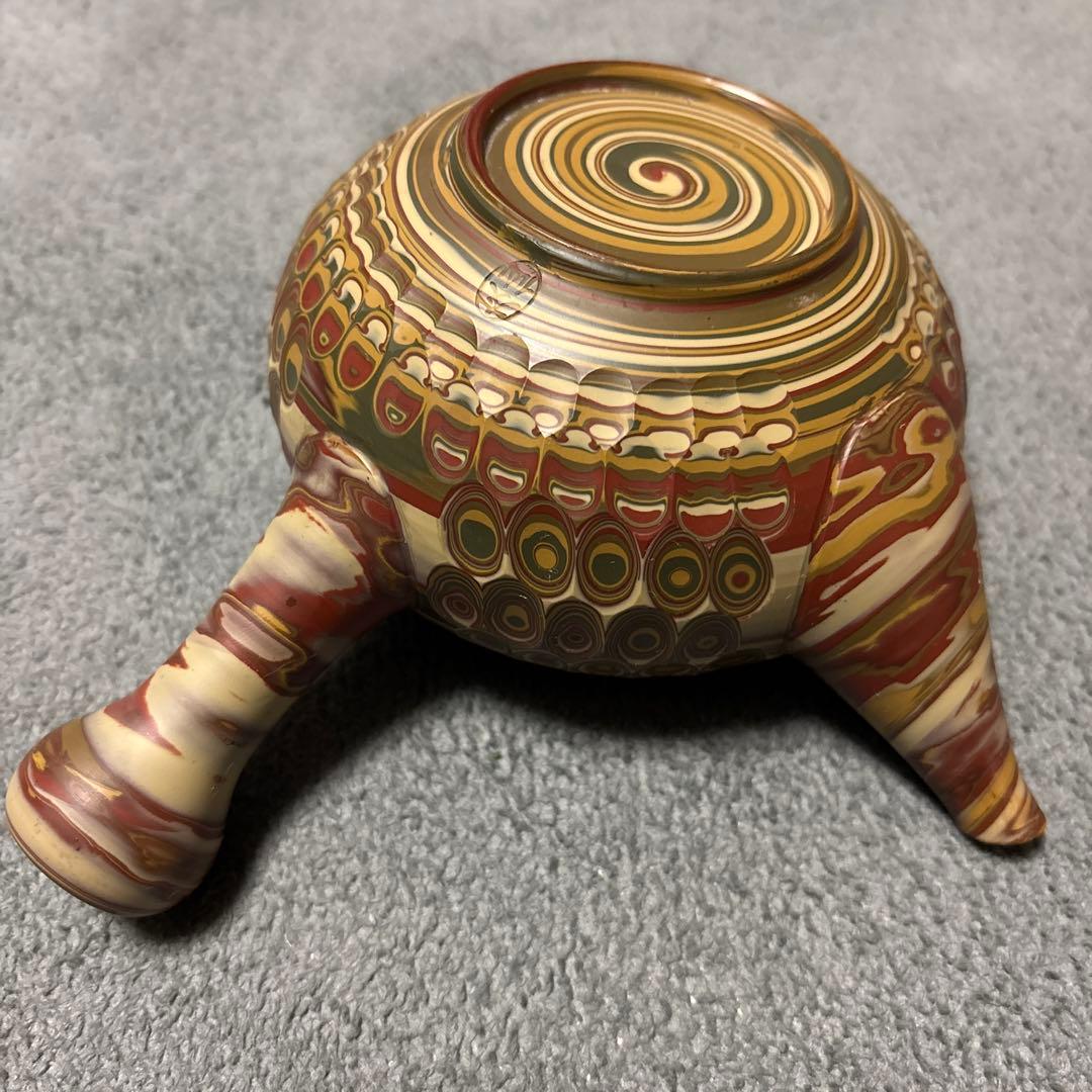 常滑焼　練込網目カット文急須　2個セット　小西友仙作