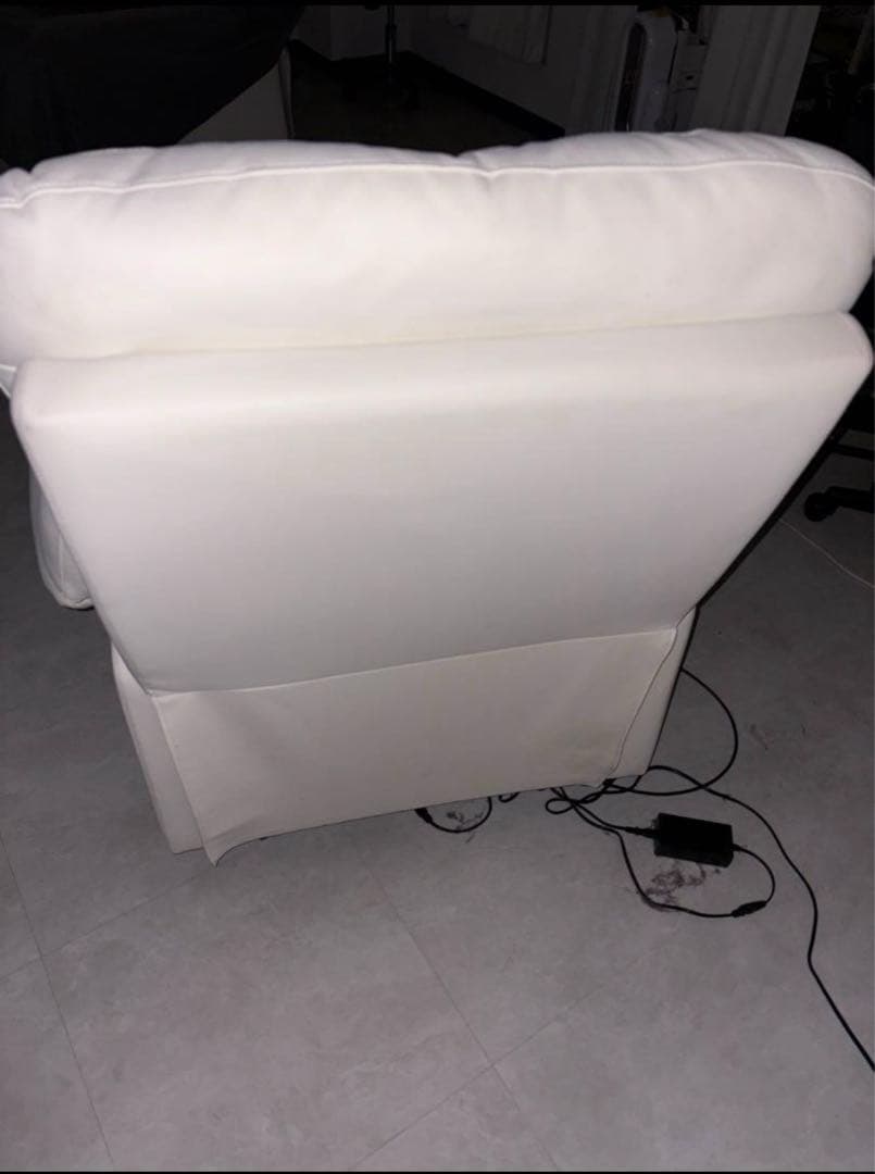 ホワイト PU リクライニングソファ