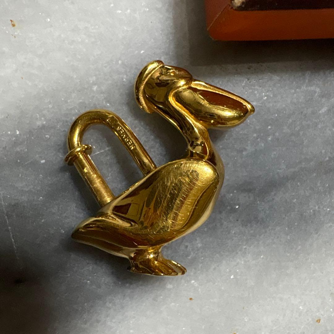 HERMES 1992年限定 カデナ ゴールド ペリカン チャーム　箱付き