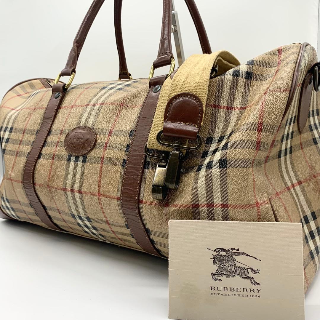 バーバリー ボストンバッグ ノバチェック シャドーホース 2way PVC