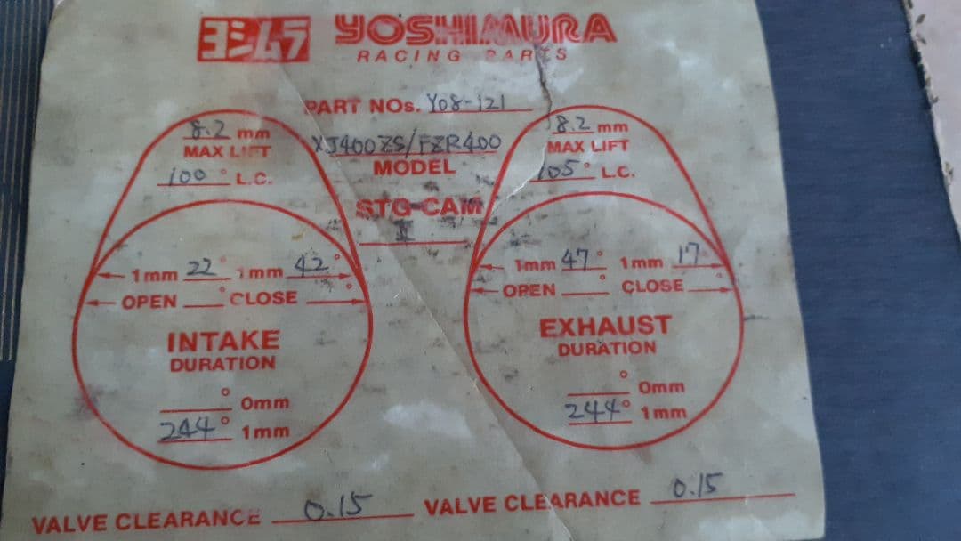 ヨシムラスペシャルレーシングカムシャフトセット33M