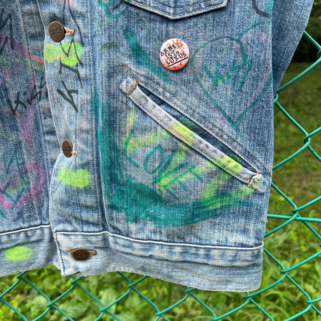 vintage 落書き装飾デニムベスト