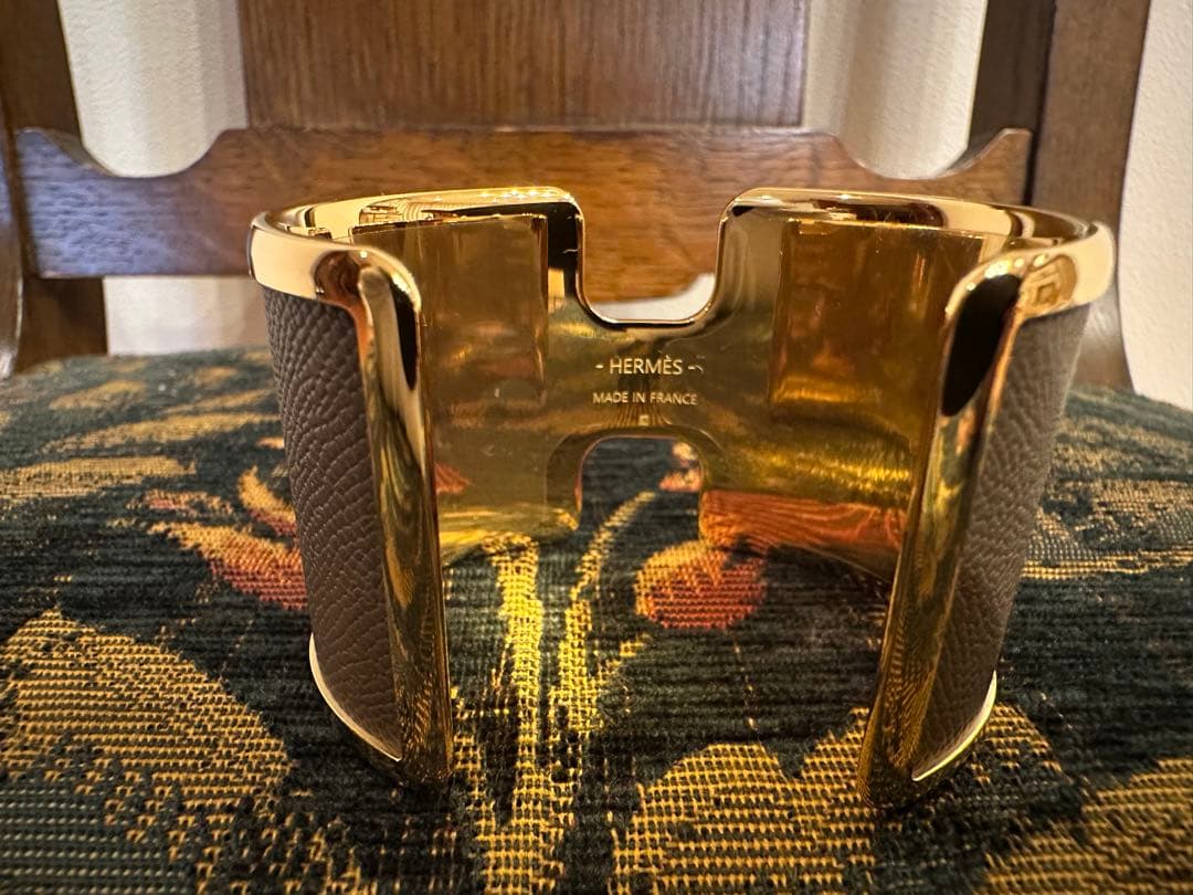 （未使用品）エルメス レザーブレスレット バングル オランプ エトゥープ T2