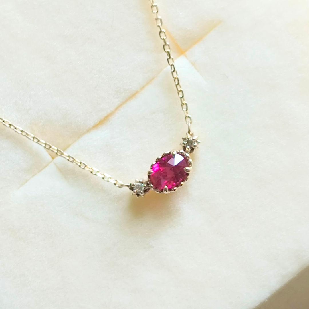 NOJESS　K10 YG　ルビー　オーバル　ダイヤモンド　花　星　ネックレス