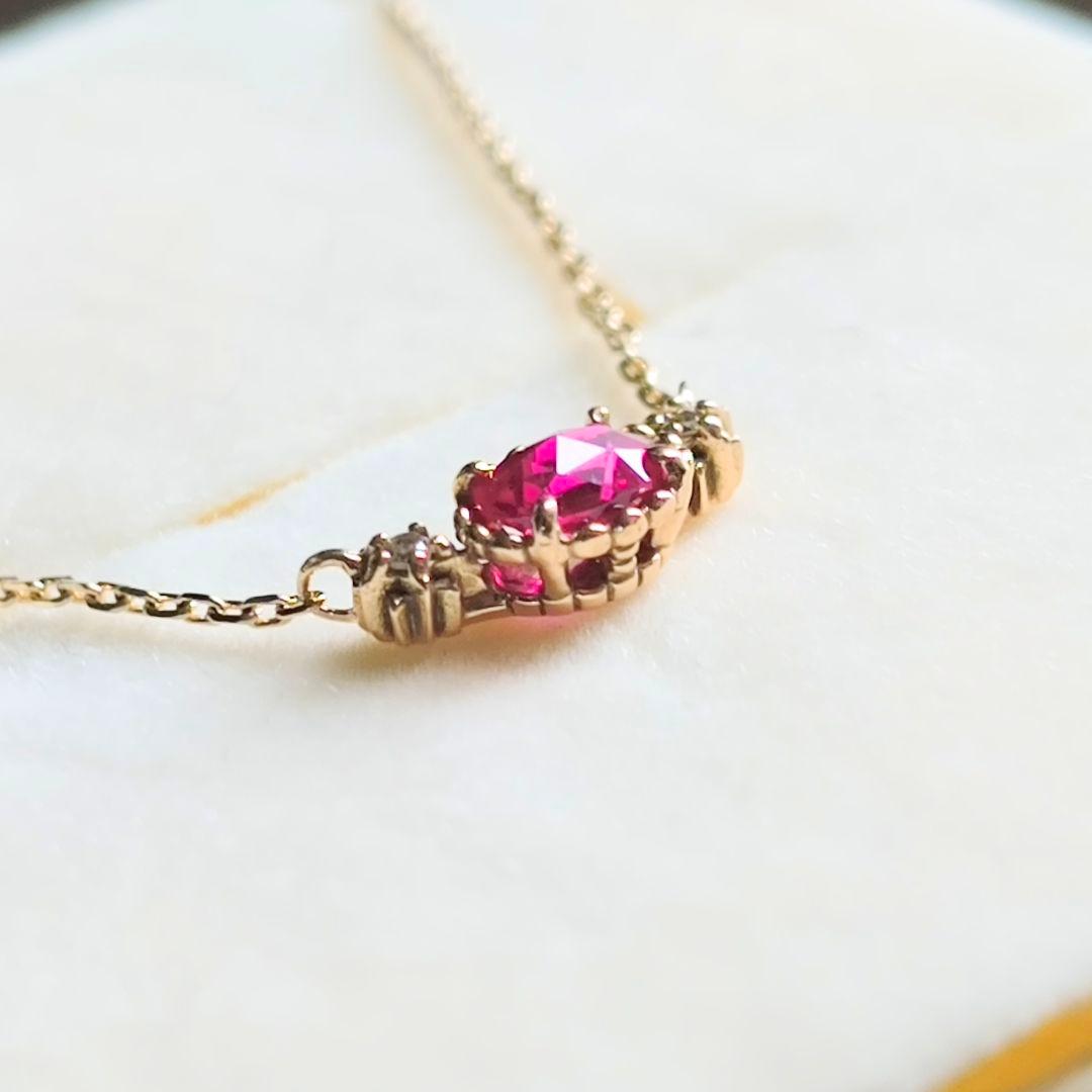 NOJESS　K10 YG　ルビー　オーバル　ダイヤモンド　花　星　ネックレス