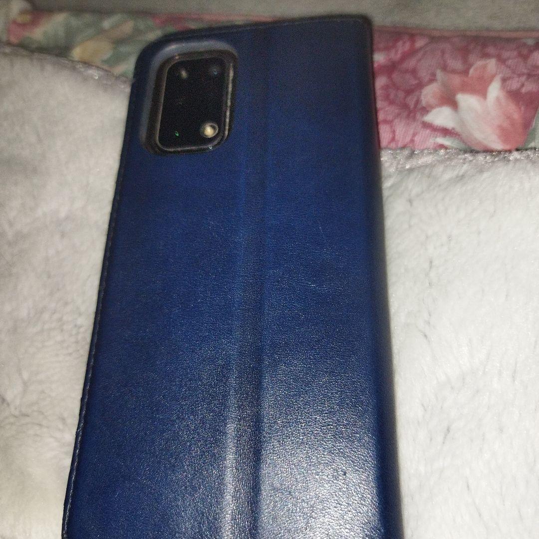 ネイビー 手帳型ケース カメラ穴付き