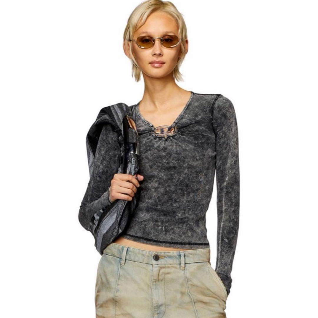 DIESEL ダークグレー 長袖Tシャツ S