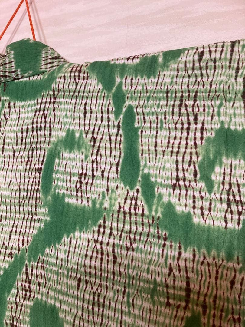有松絞り　浴衣　絞り　緑　大きめ