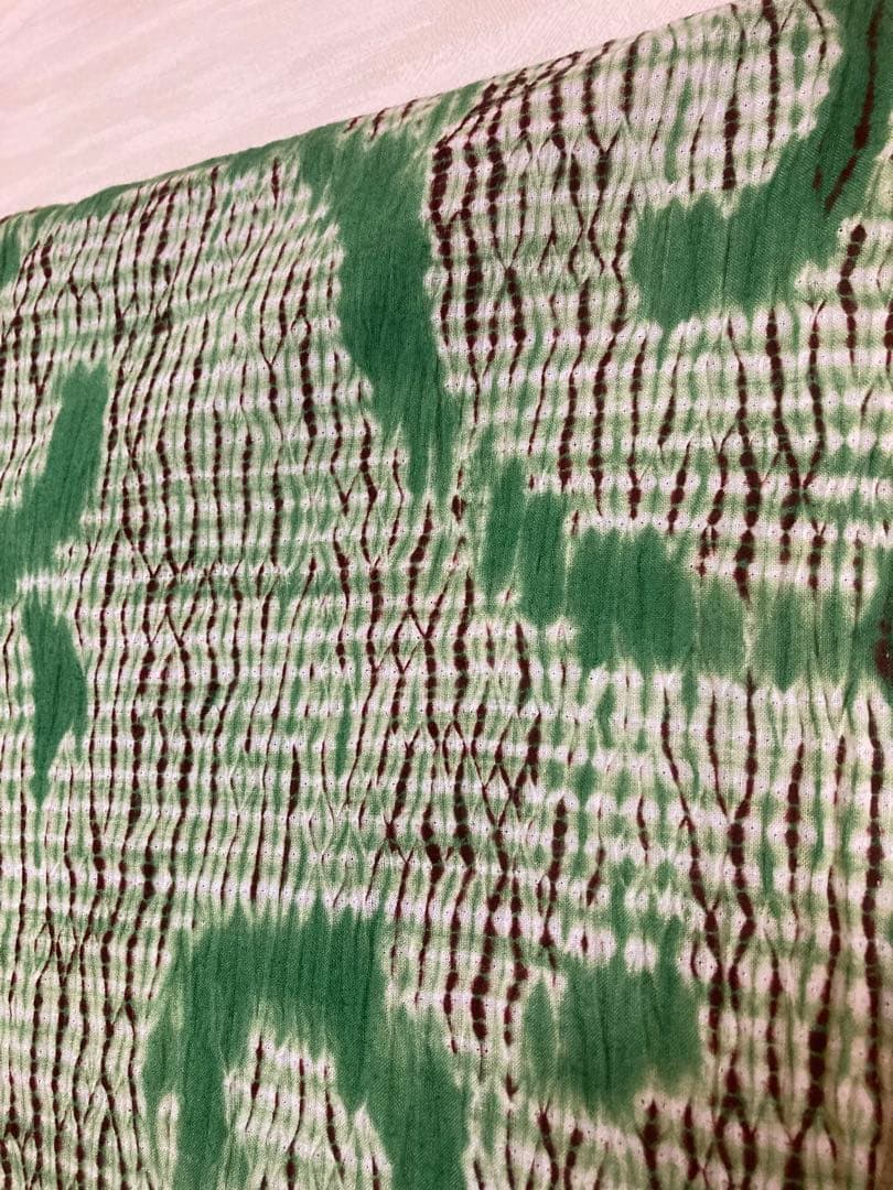 有松絞り　浴衣　絞り　緑　大きめ