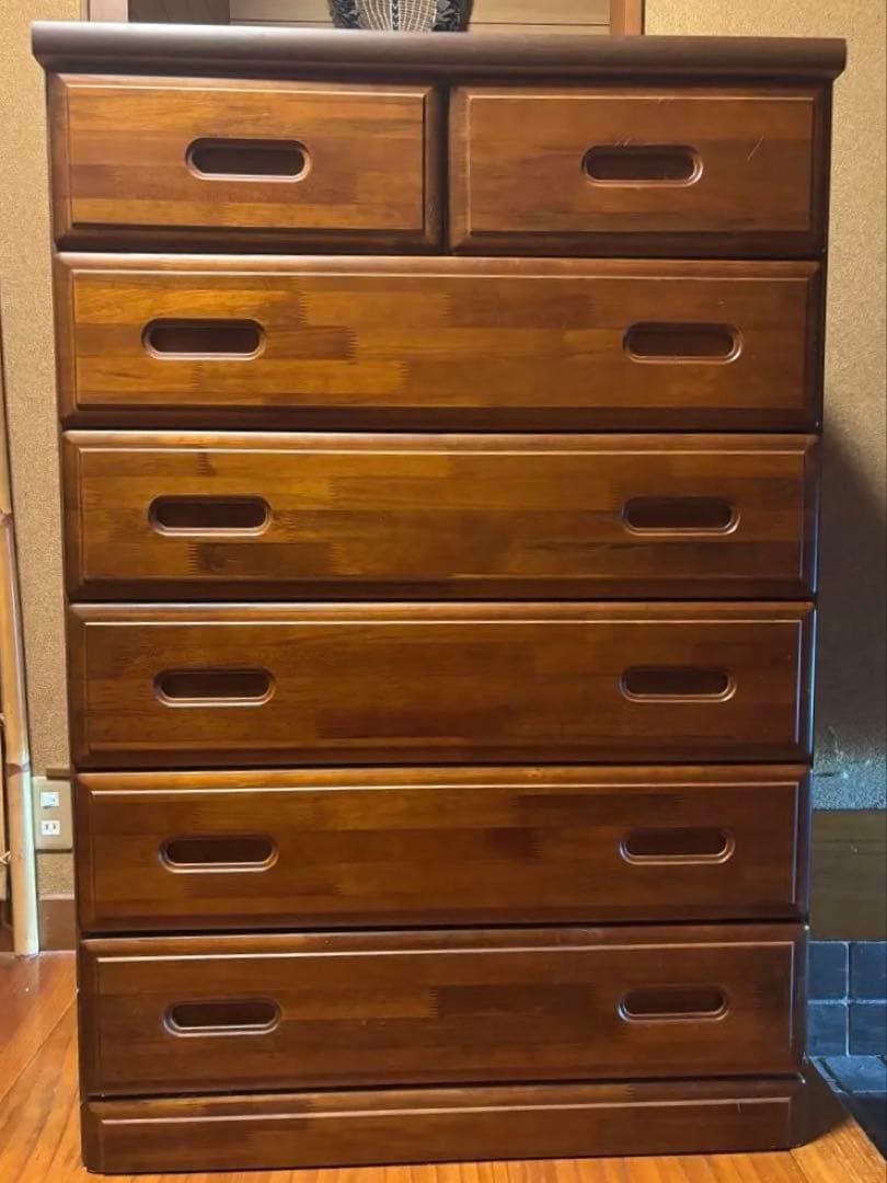 木製ブラウンチェスト 6引き出し
