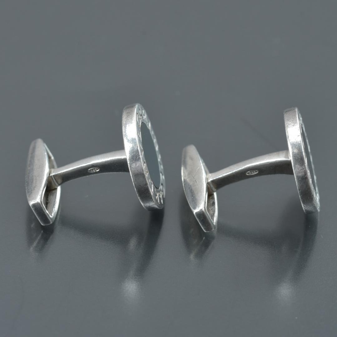 磨き済/美品 ブルガリ BVLGARI カフス オニキス SV 925 シルバー
