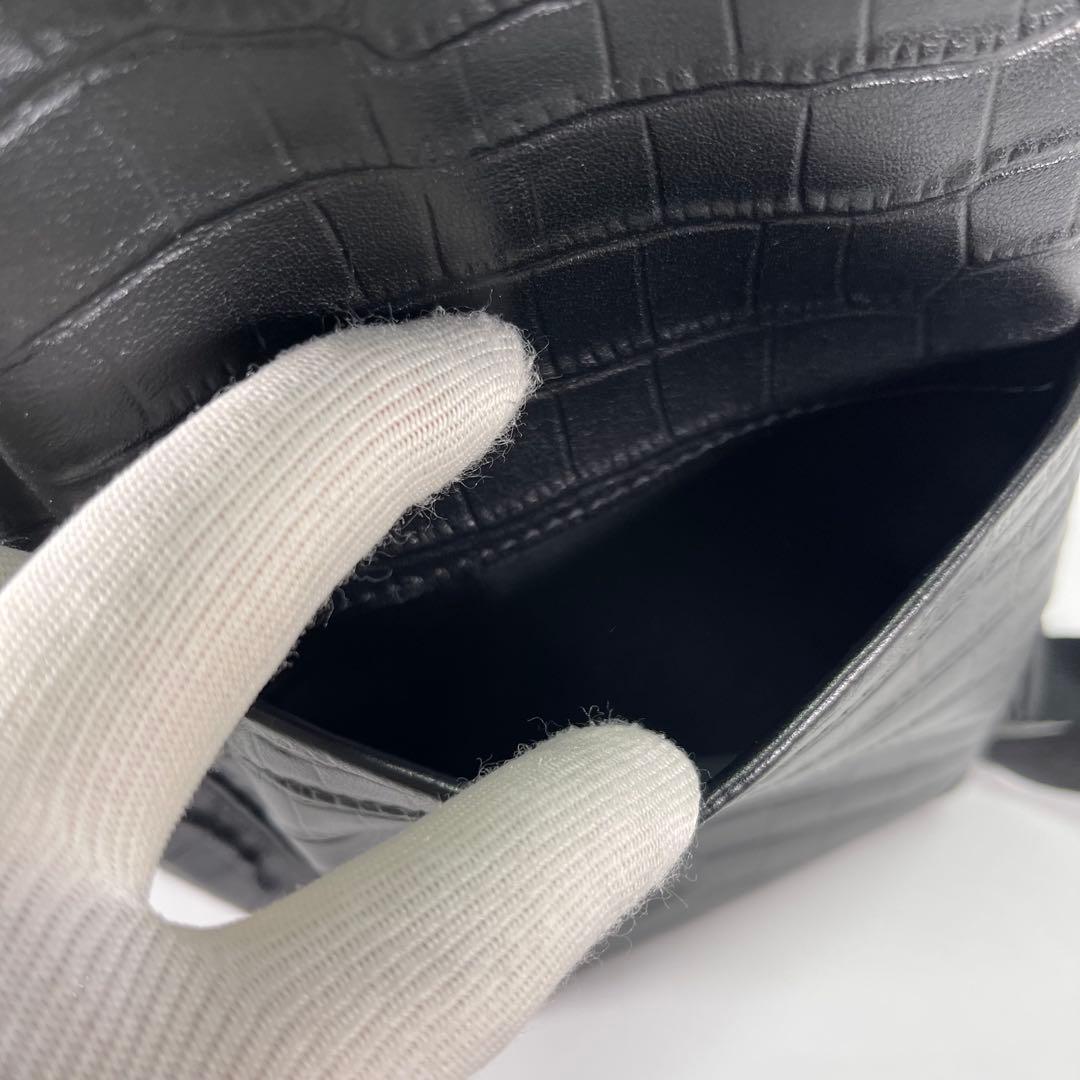 【新品✨】クロコダイル風メンズバックパックリュック大容量 本革型押し渋め黒