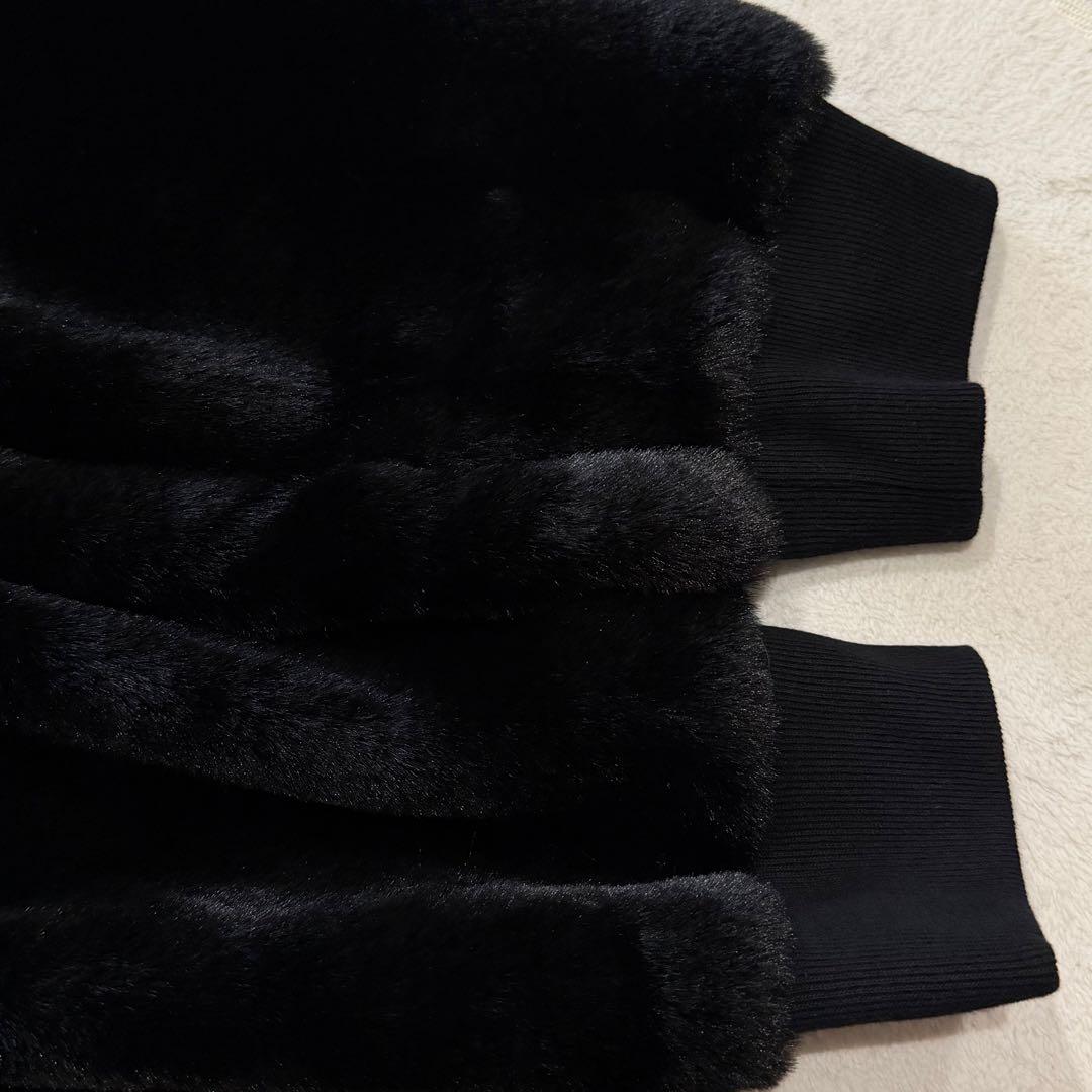 CUNE　袖ファー耳付きジップパーカー　黒　日本製　タグ付き　定価約3.5万