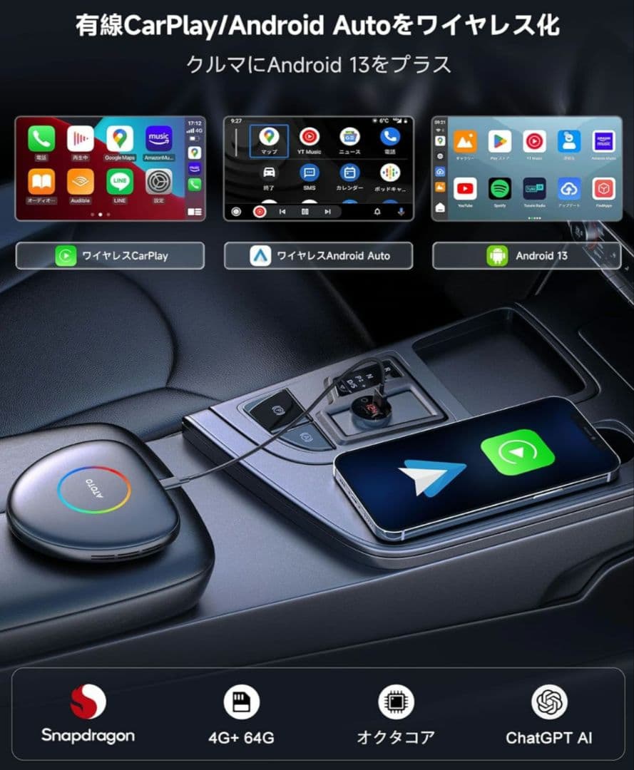 ATOTO ワイヤレスカーオーディオスマートボックス CB6C/D