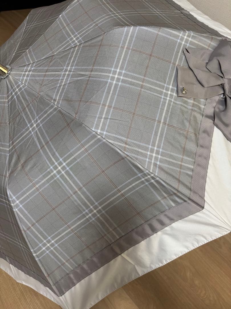 新品未使用 LANVIN en Bleuビジューリボン 晴雨兼用 折りたたみ傘