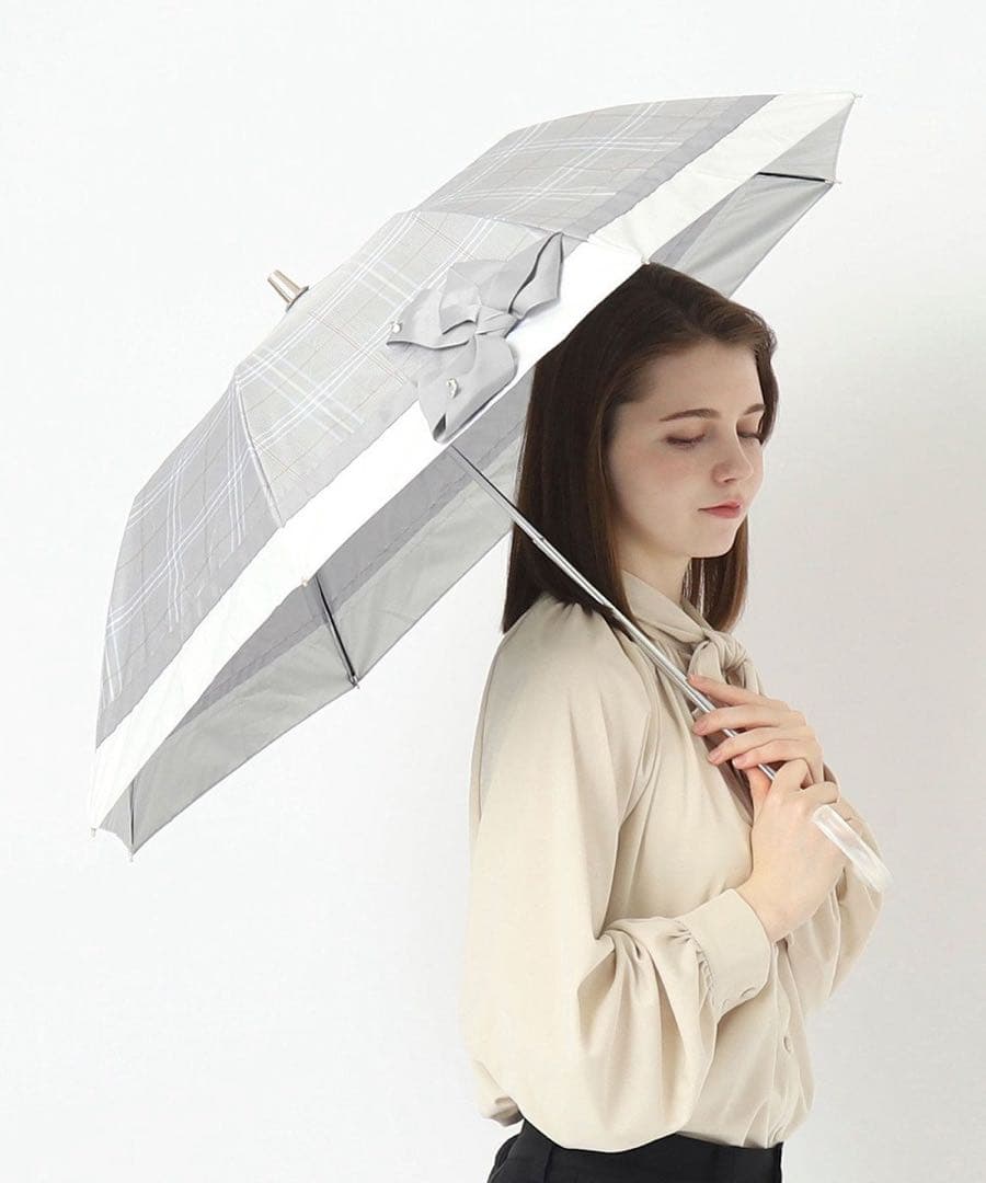 新品未使用 LANVIN en Bleuビジューリボン 晴雨兼用 折りたたみ傘