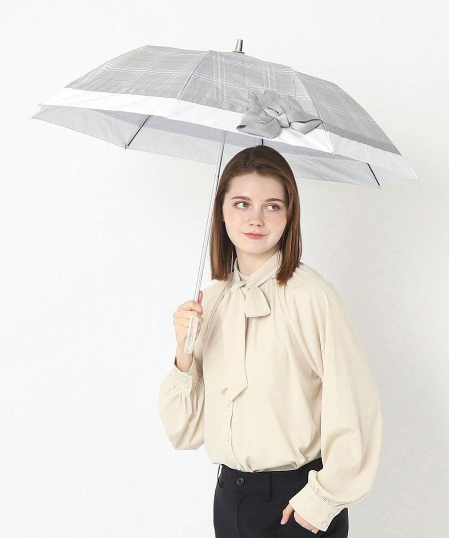 新品未使用 LANVIN en Bleuビジューリボン 晴雨兼用 折りたたみ傘