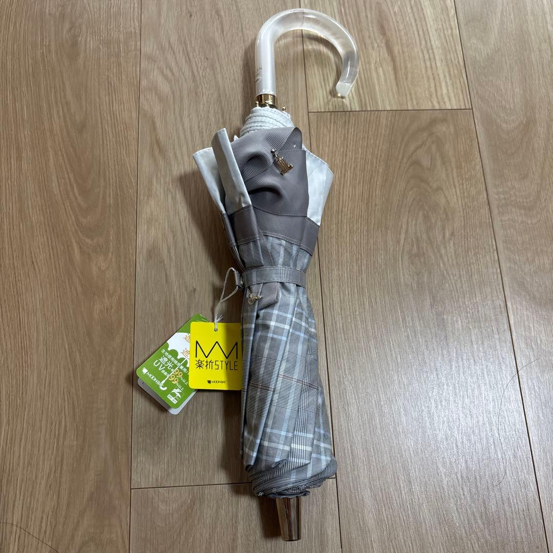 新品未使用 LANVIN en Bleuビジューリボン 晴雨兼用 折りたたみ傘