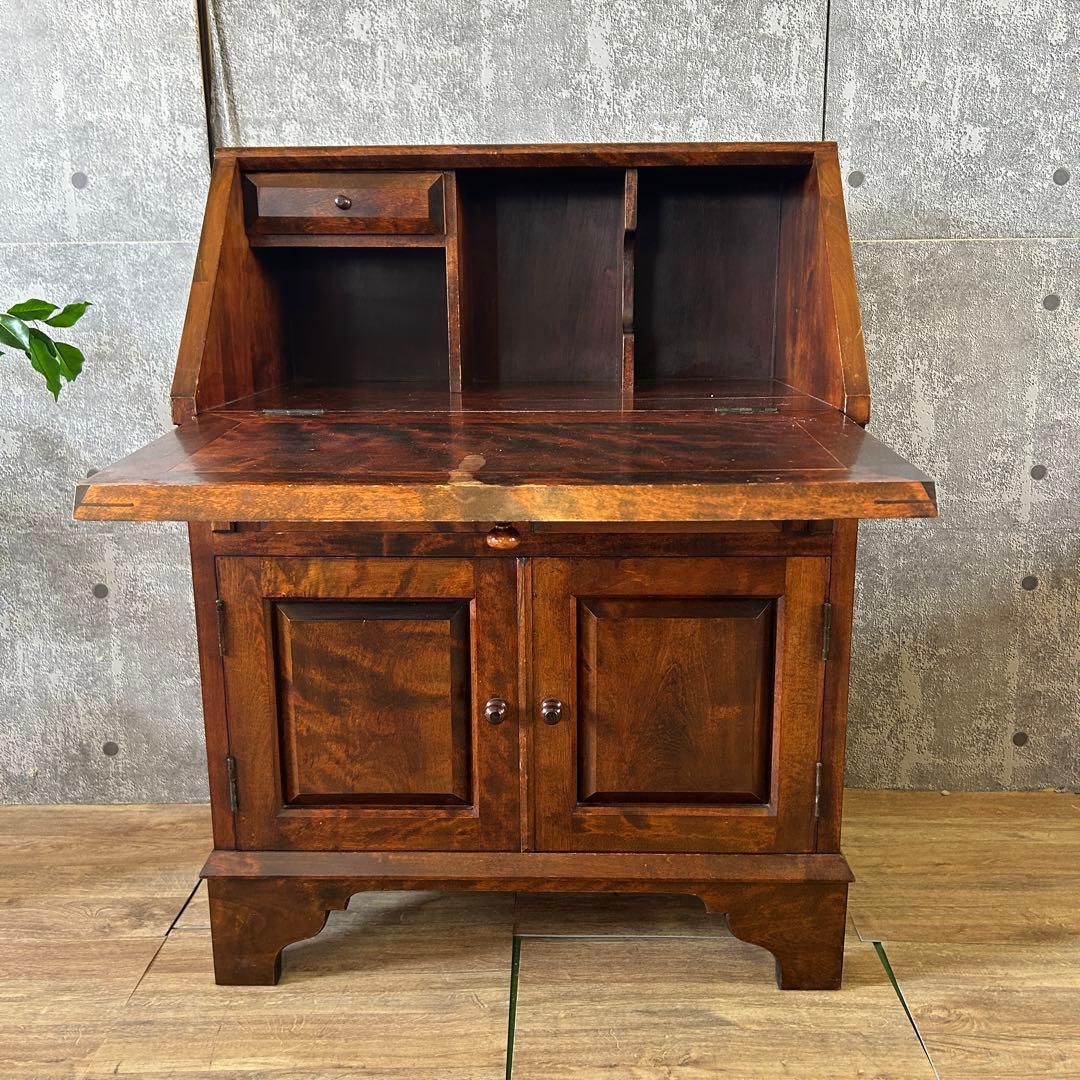 ꧁北海道民芸家具 ホクミン꧂ライティングビューロー デスク 机 書斎 チェスト