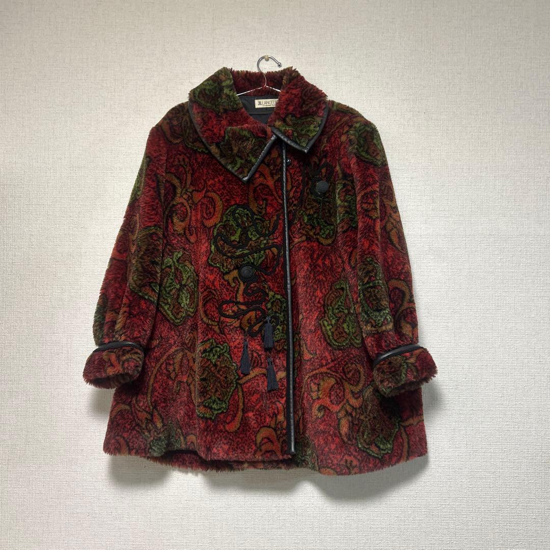 ★激レアデザイン★ lancetti milano コート　総柄　レザー　ファー