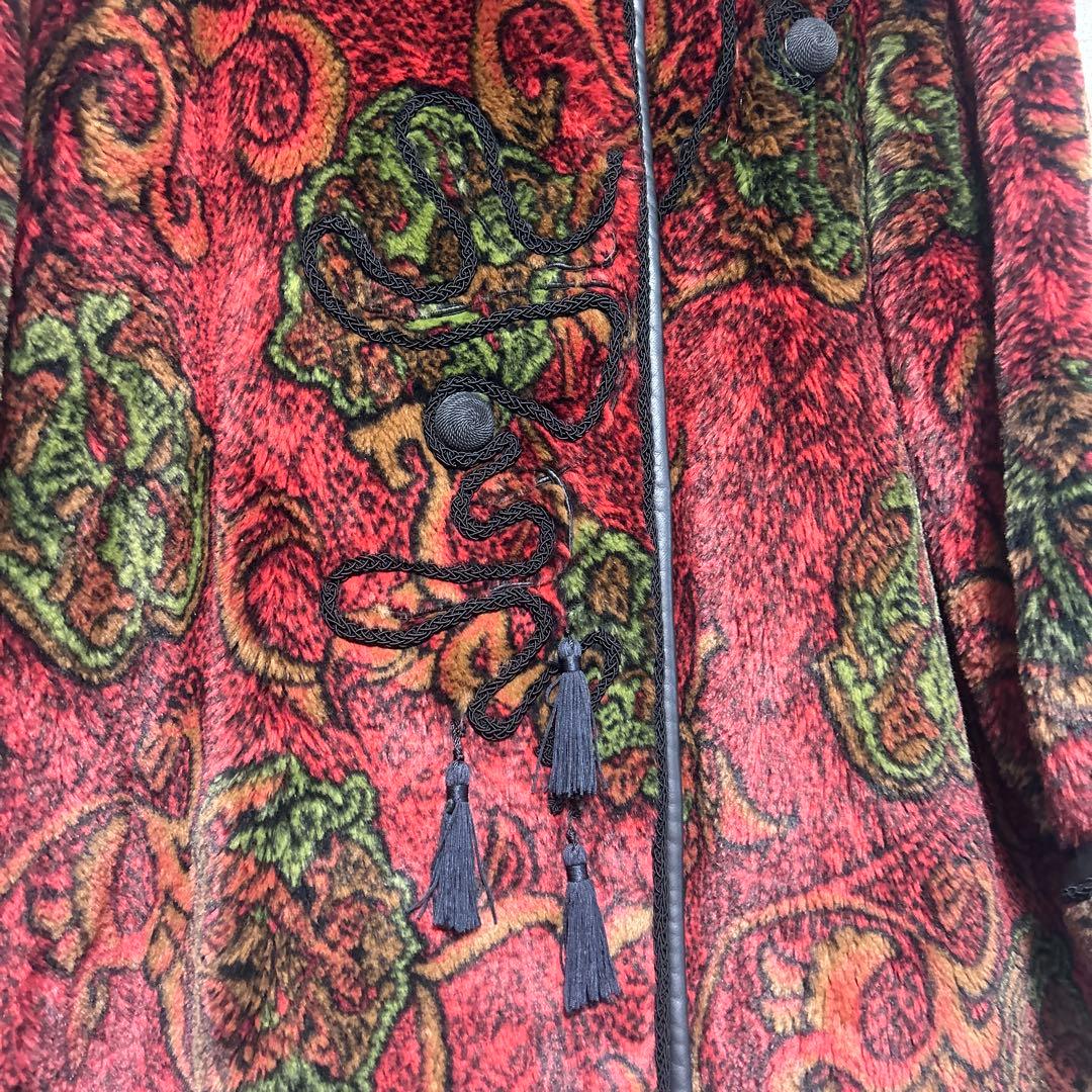 ★激レアデザイン★ lancetti milano コート　総柄　レザー　ファー