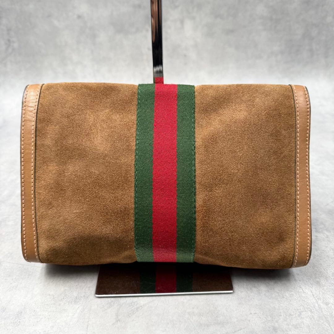 美品✨グッチ　クラッチバッグ シェリーライン ブラウン スエード