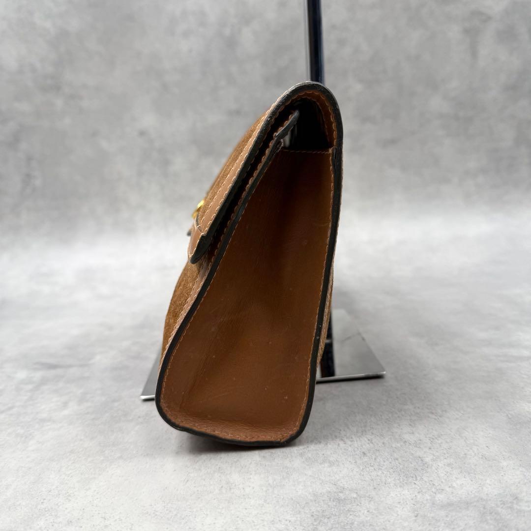 美品✨グッチ　クラッチバッグ シェリーライン ブラウン スエード