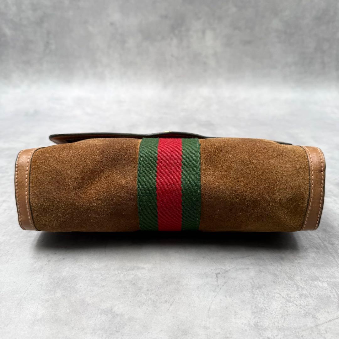 美品✨グッチ　クラッチバッグ シェリーライン ブラウン スエード