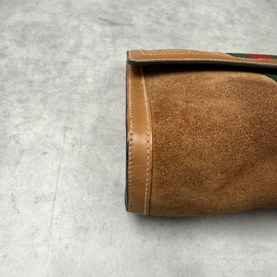 美品✨グッチ　クラッチバッグ シェリーライン ブラウン スエード