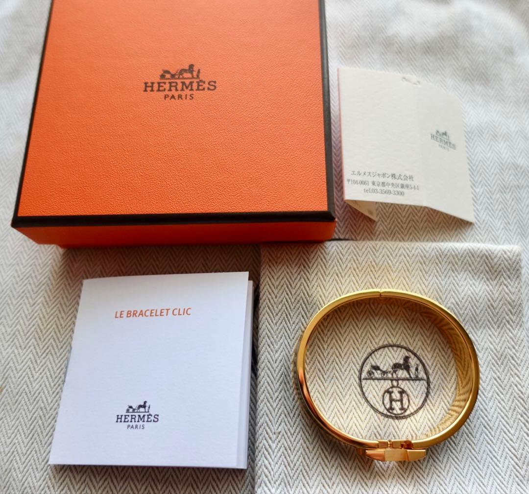 極美品♡HERMES エルメス クリックH PM バングル黒×イエローゴールド
