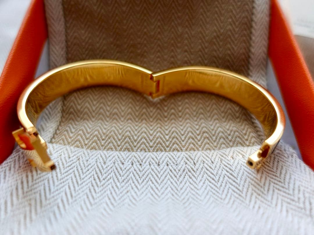 極美品♡HERMES エルメス クリックH PM バングル黒×イエローゴールド